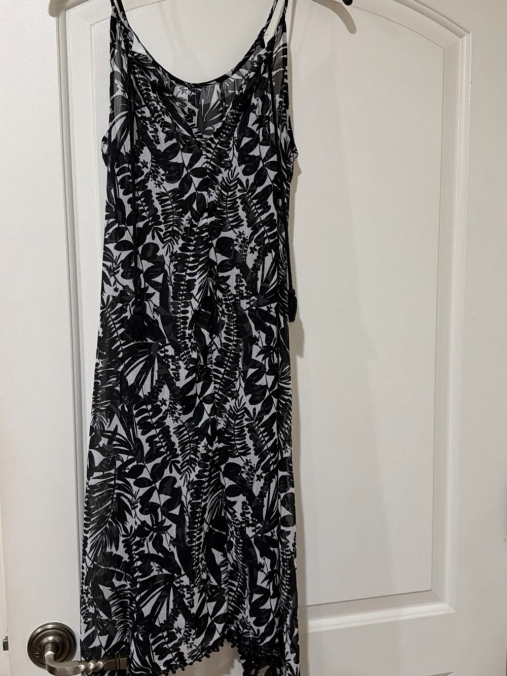 Black & White Tropical Print Slip Dress